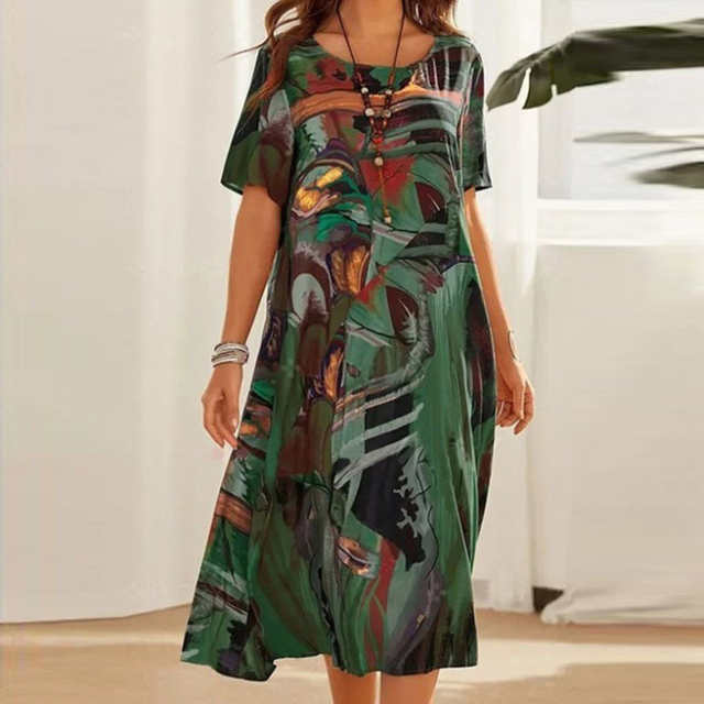 Greta – Midi Dress with Abstract Print