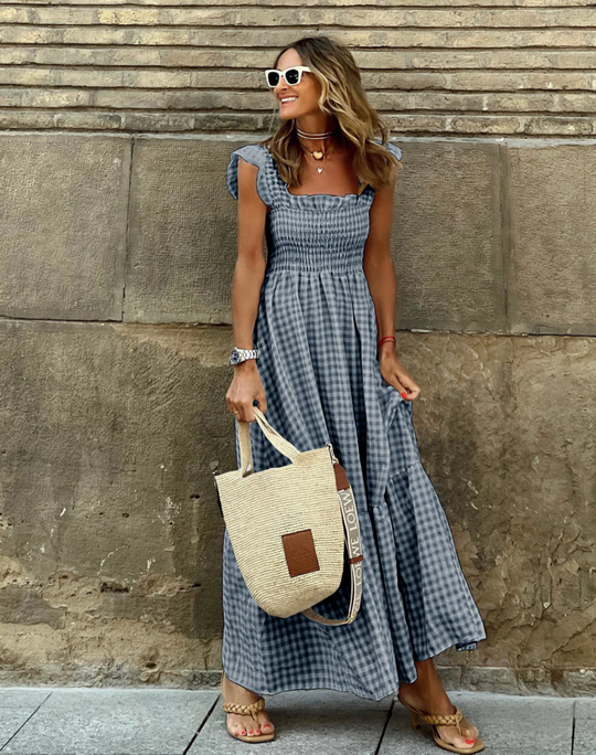 Matilda – Gingham Ruffle Maxi Dress