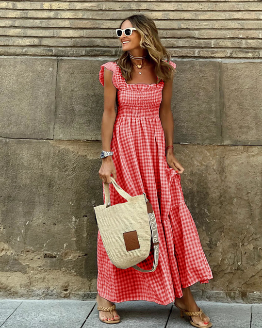 Matilda – Gingham Ruffle Maxi Dress