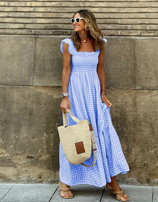 Matilda – Gingham Ruffle Maxi Dress