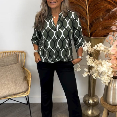 Scarlet – Geometric Long Sleeve Blouse