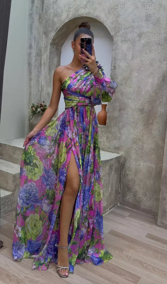 Cath – Asymmetric Floral Maxi Dress