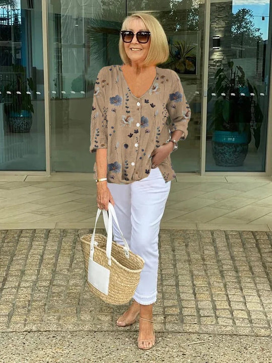 Alisa – Floral Button-Up Blouse