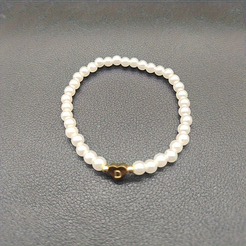 Maribeline – Personalized Pearl Initial Bracelet with Golden Heart