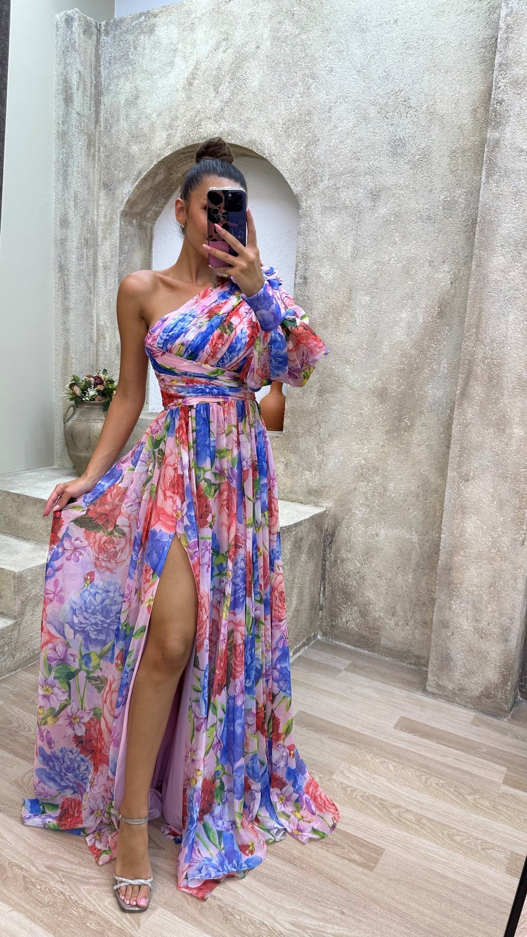 Cath – Asymmetric Floral Maxi Dress
