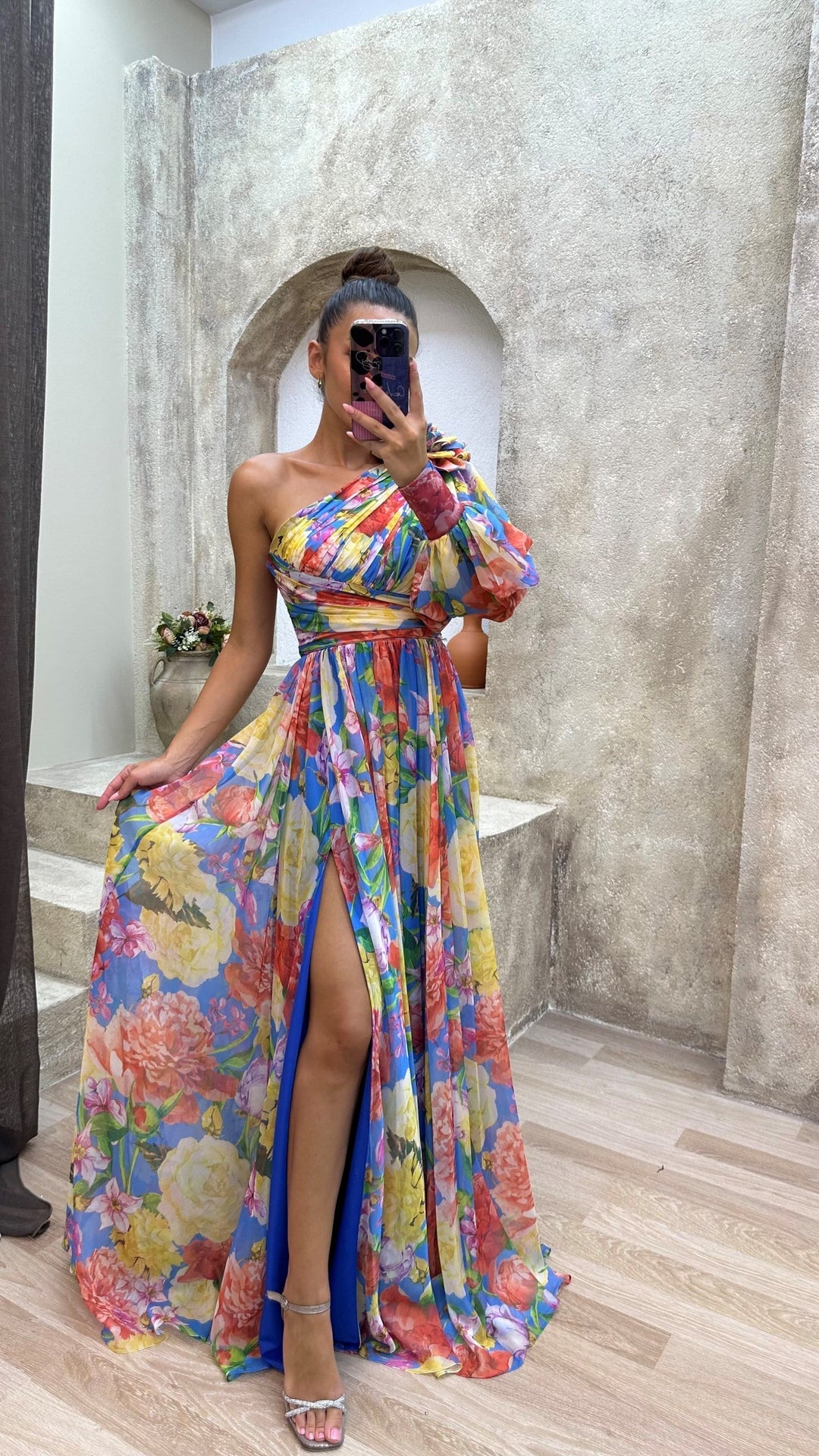 Cath – Asymmetric Floral Maxi Dress