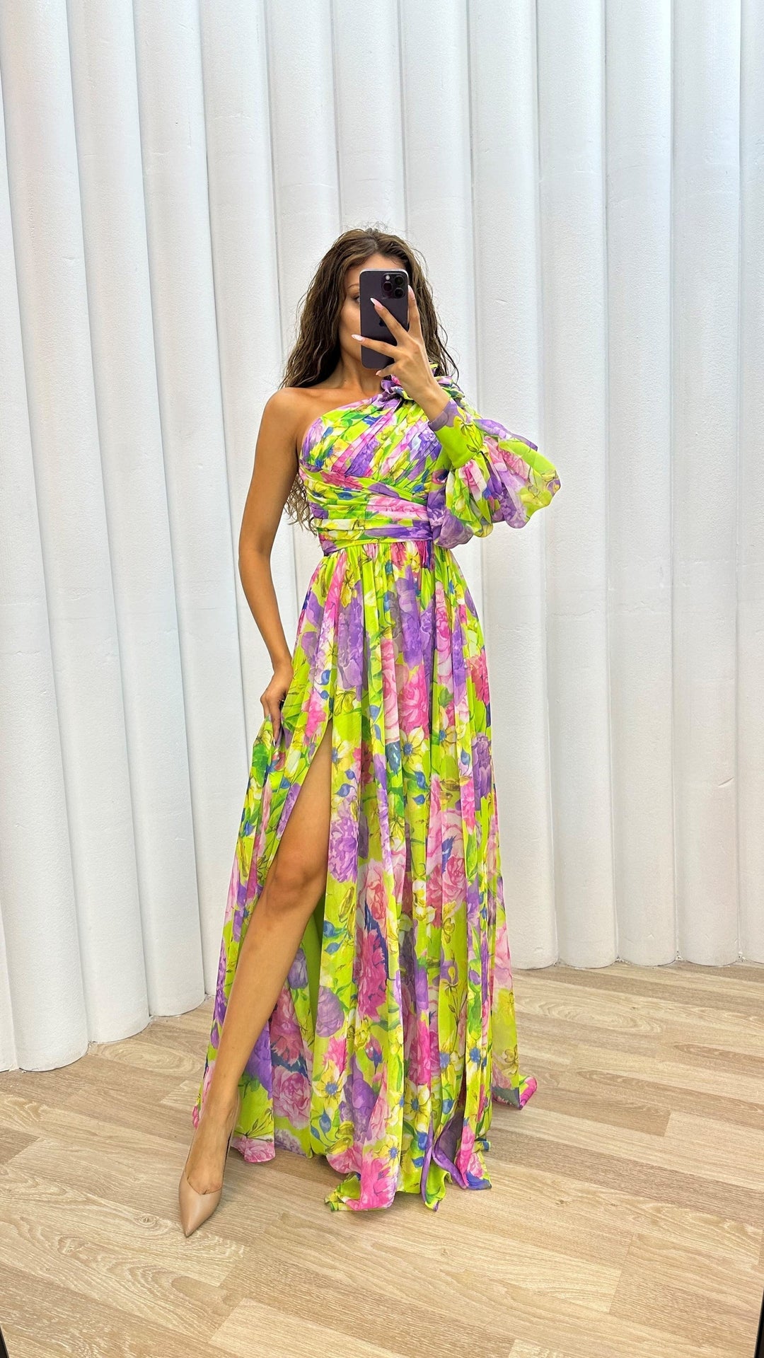 Cath – Asymmetric Floral Maxi Dress