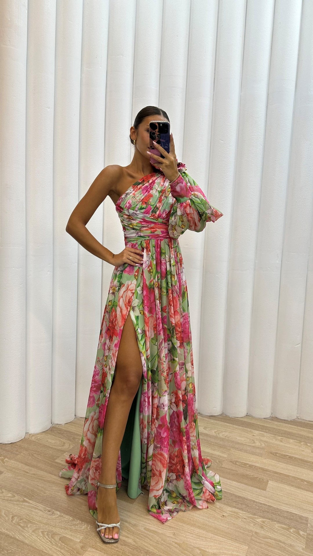 Cath – Asymmetric Floral Maxi Dress