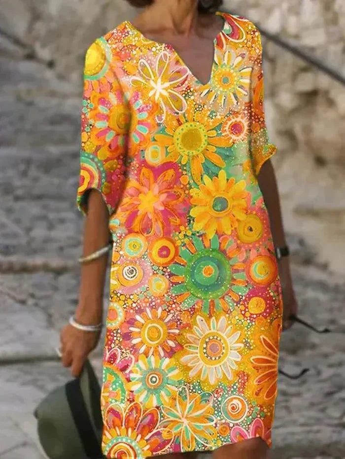 Andrea – Colourful Floral Summer Dress
