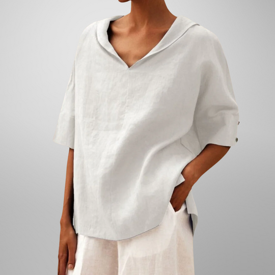 Isla – Relaxed Collar V-Neck Top