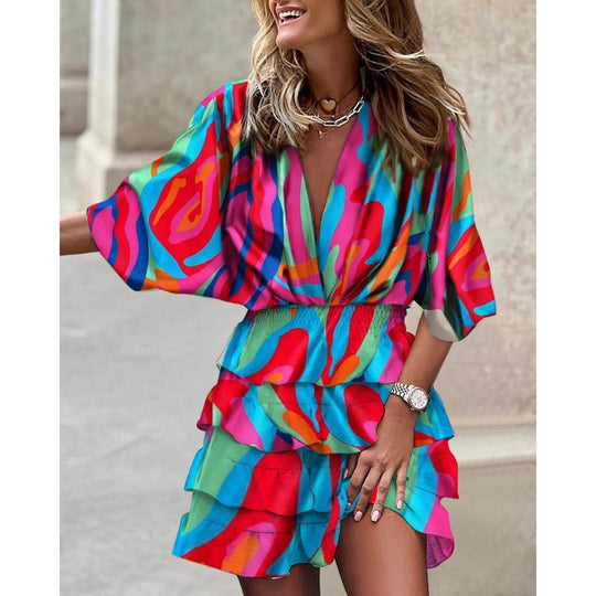 Aleena – Flowy V-Neck Batwing Dress