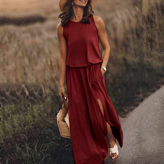 Tania – Sleeveless Colorful Maxi Dress
