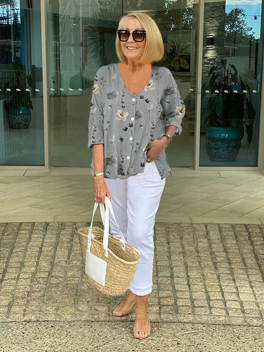 Maisie – Button-up Floral Blouse