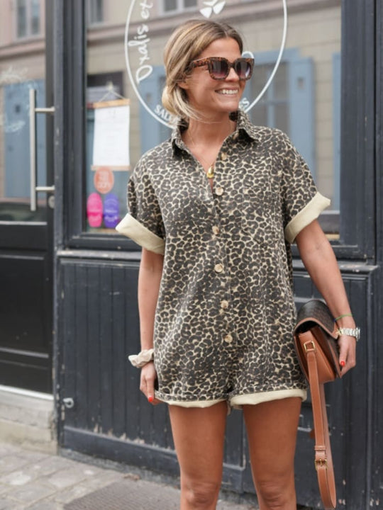 Danika – Tailored Leopard-Print Romper