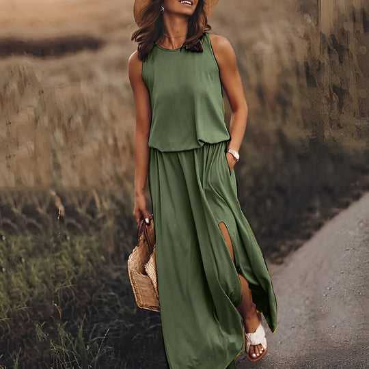Tania – Sleeveless Colorful Maxi Dress