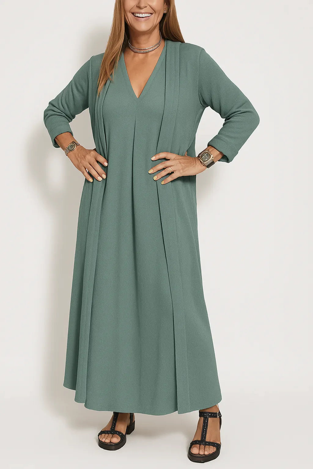 Janine – Elegant Maxi Dress with Matching Cardigan