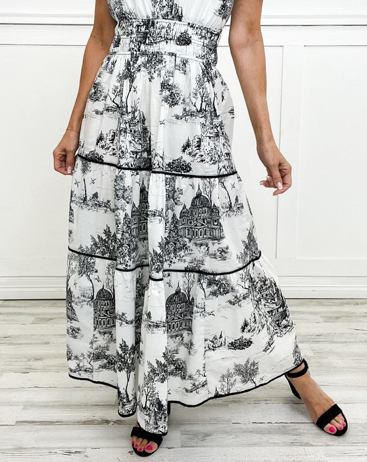 Ashley – Toile Print Maxi Dress