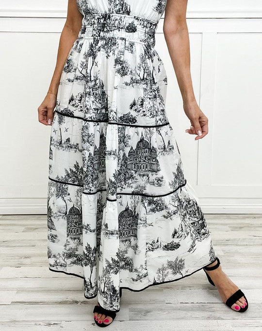 Ashley – Toile Print Maxi Dress