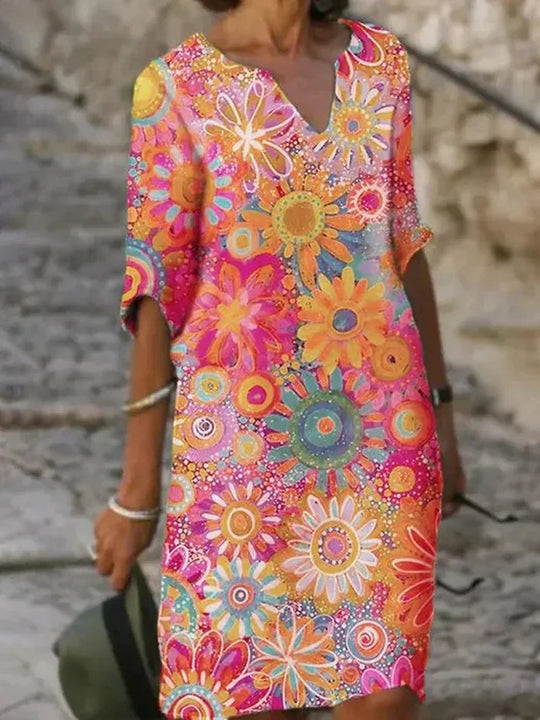 Andrea – Colourful Floral Summer Dress