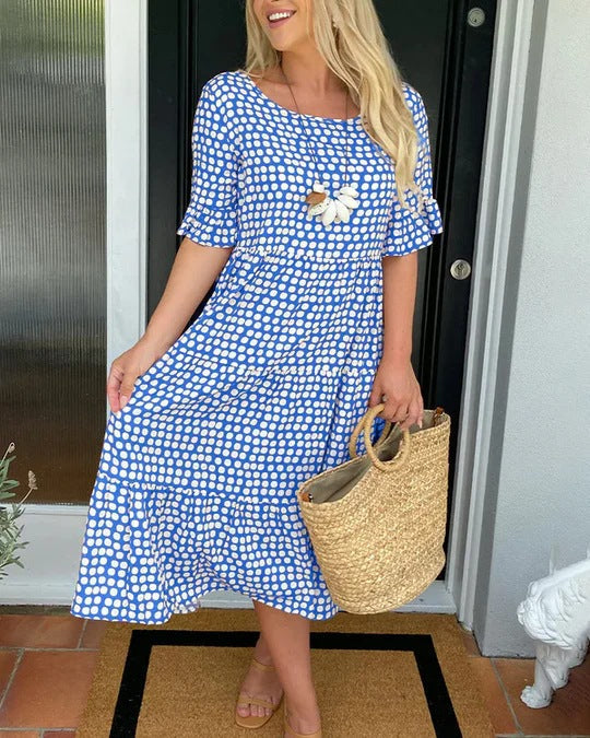 Odessa – Polka Dot Ruffle Midi Dress