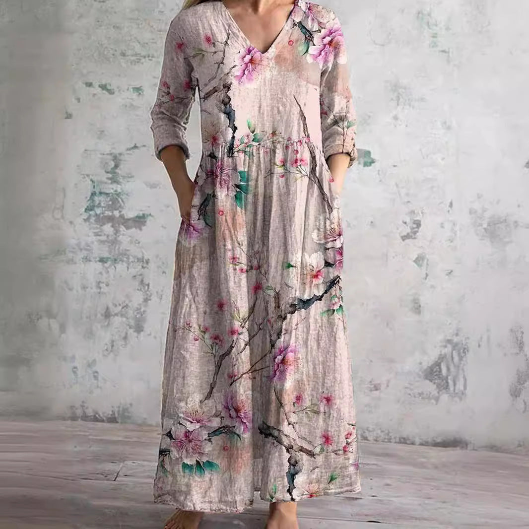 Elinor – Floral Linen-Blend Summer Dress