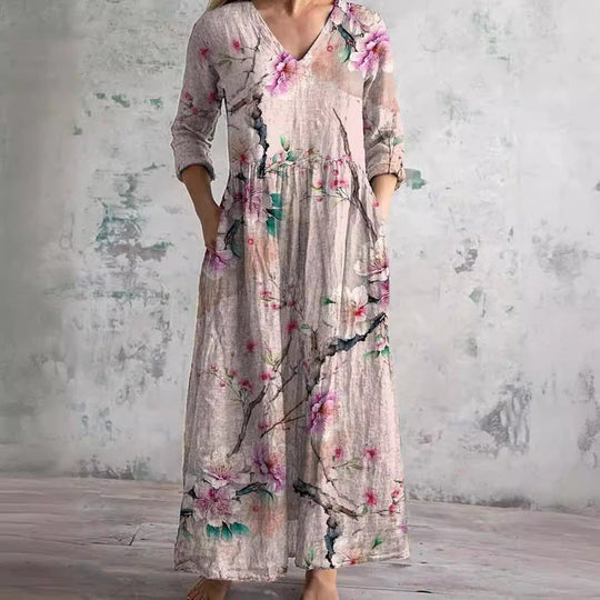 Elinor – Floral Linen-Blend Summer Dress