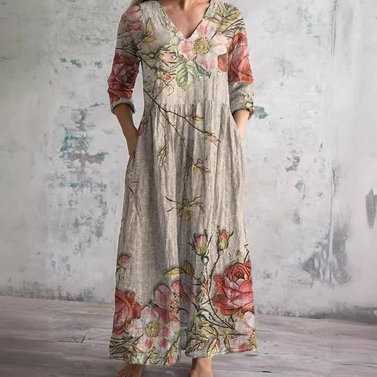 Elinor – Floral Linen-Blend Summer Dress