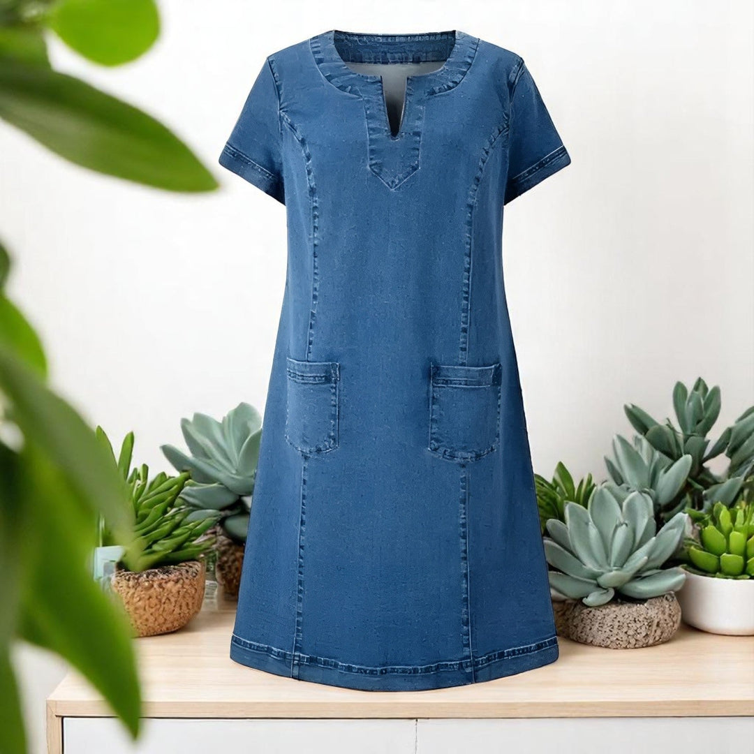 Margaret – Short sleeved Denim-look Dress