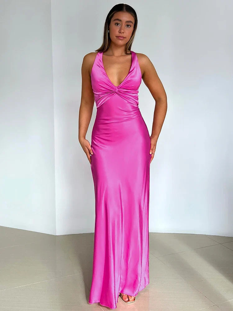 Cristina – Satin Halter Evening Gown