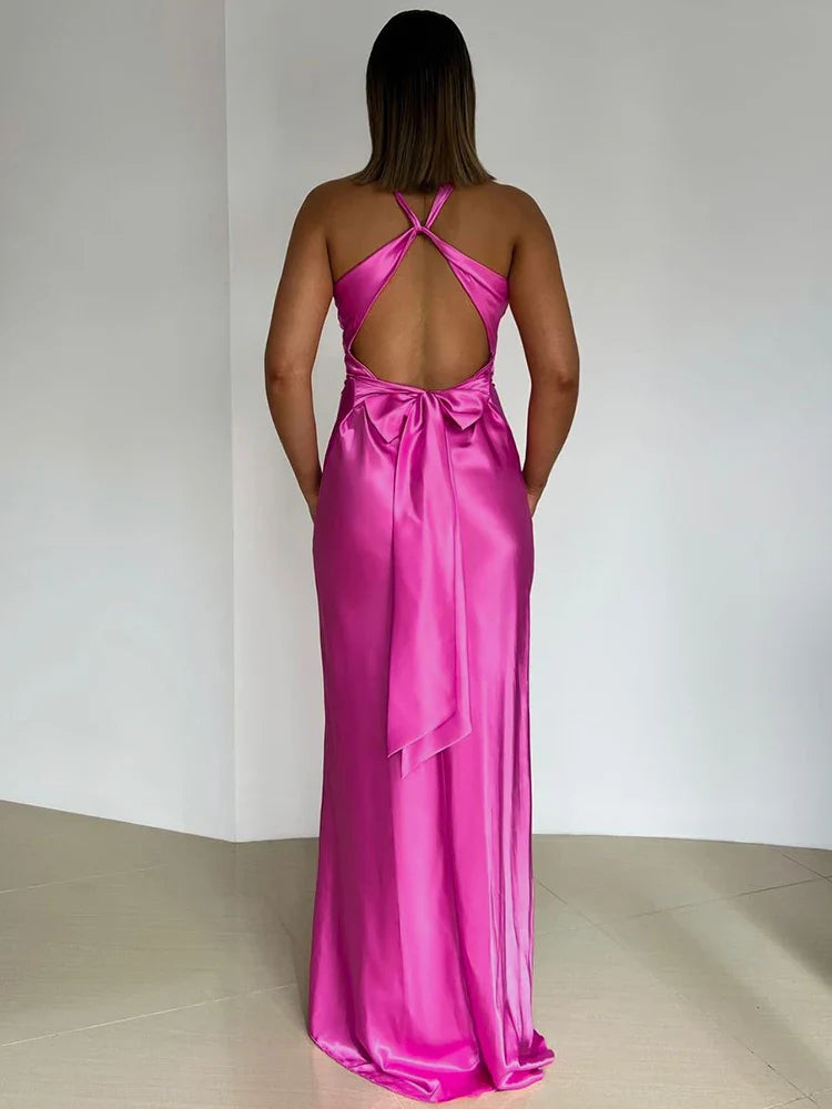Cristina – Satin Halter Evening Gown