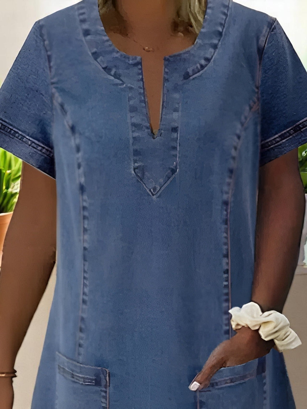 Margaret – Short sleeved Denim-look Dress