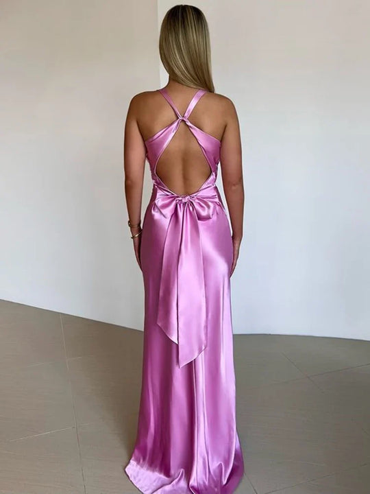 Cristina – Satin Halter Evening Gown
