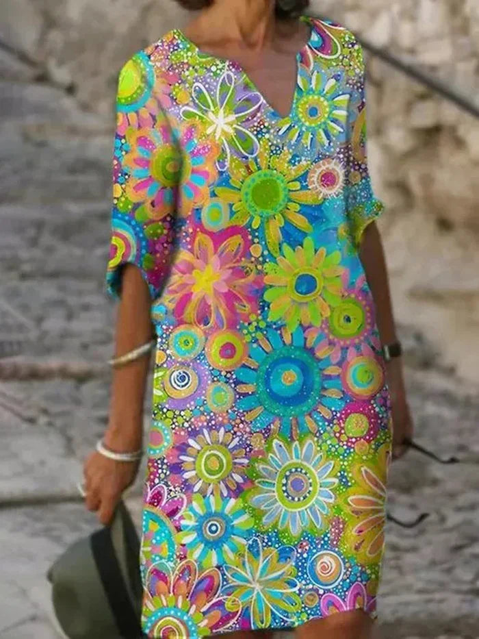 Andrea – Colourful Floral Summer Dress