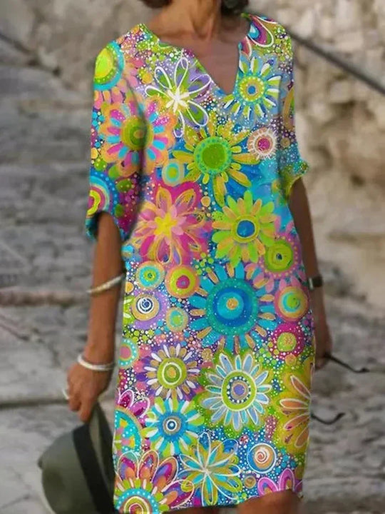 Andrea – Colourful Floral Summer Dress