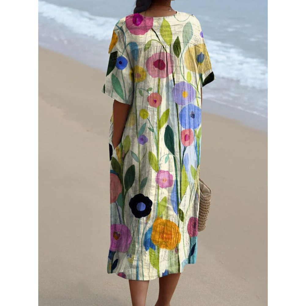 Sofie – Flowing Boho Dress with Floral Pattern