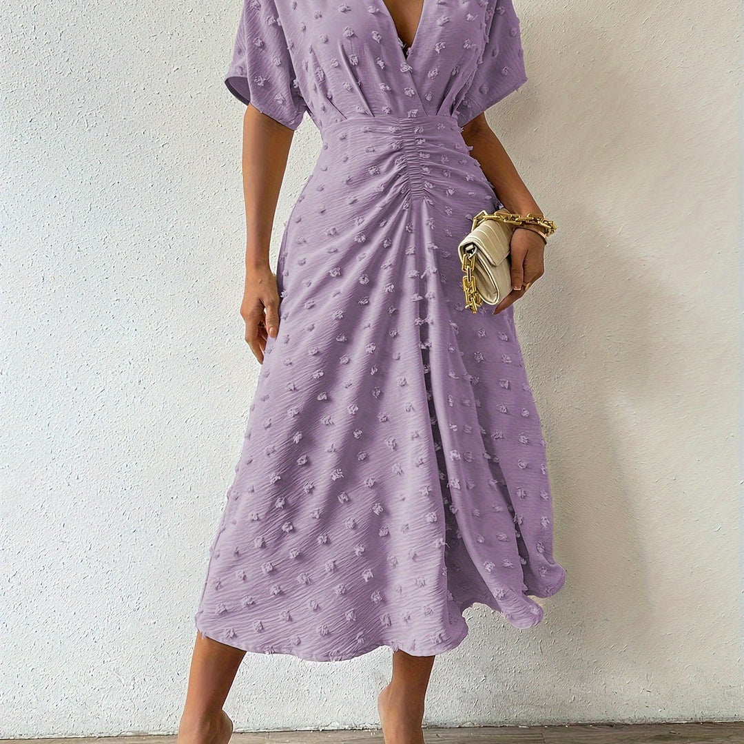 Alice – Pleated Midi Dress with V-Neck