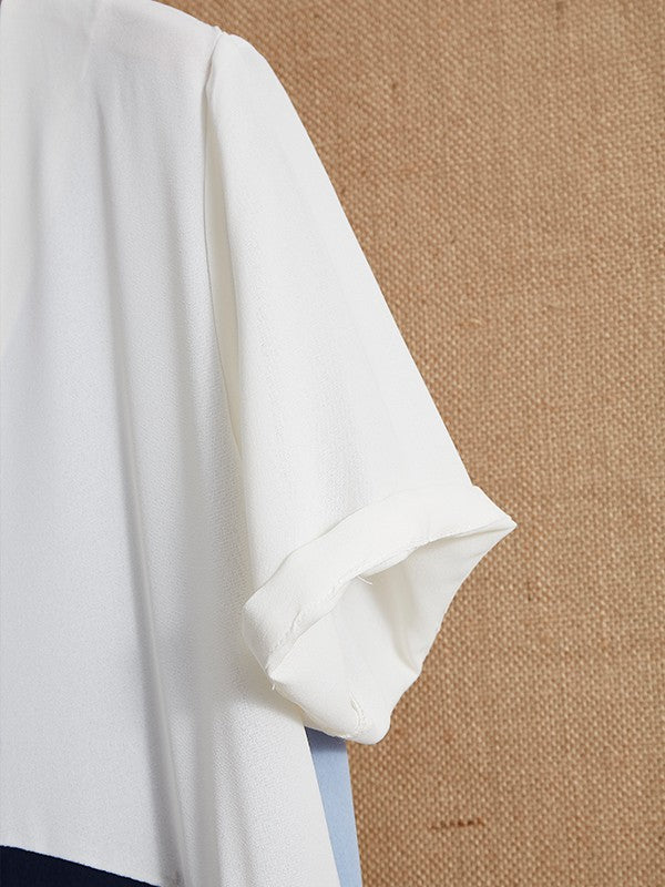 Sabine – Geometric Patchwork Midi Dress