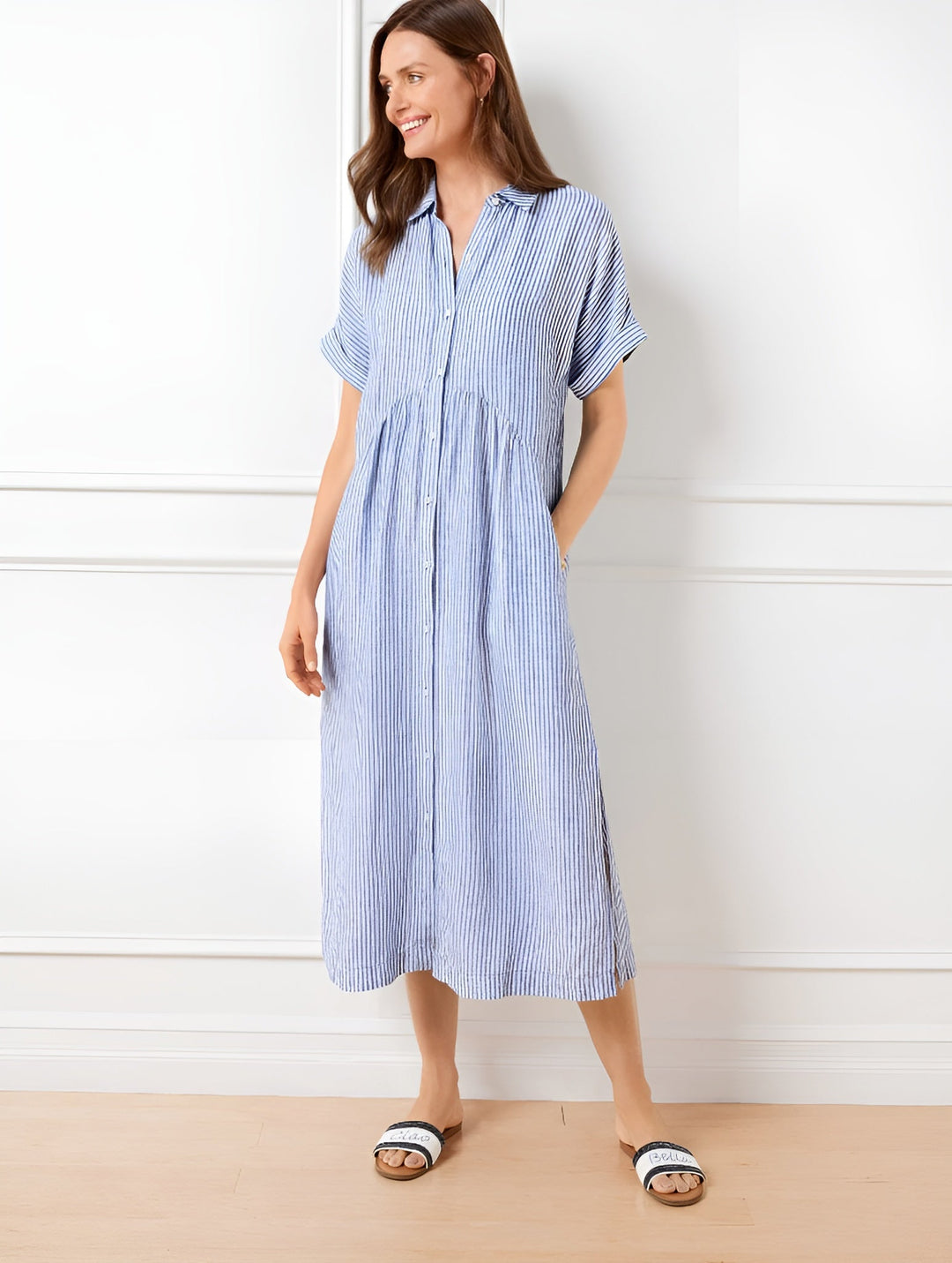 Vianne - Flowy Striped Shirt Dress