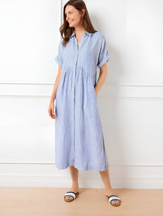 Vianne - Flowy Striped Shirt Dress