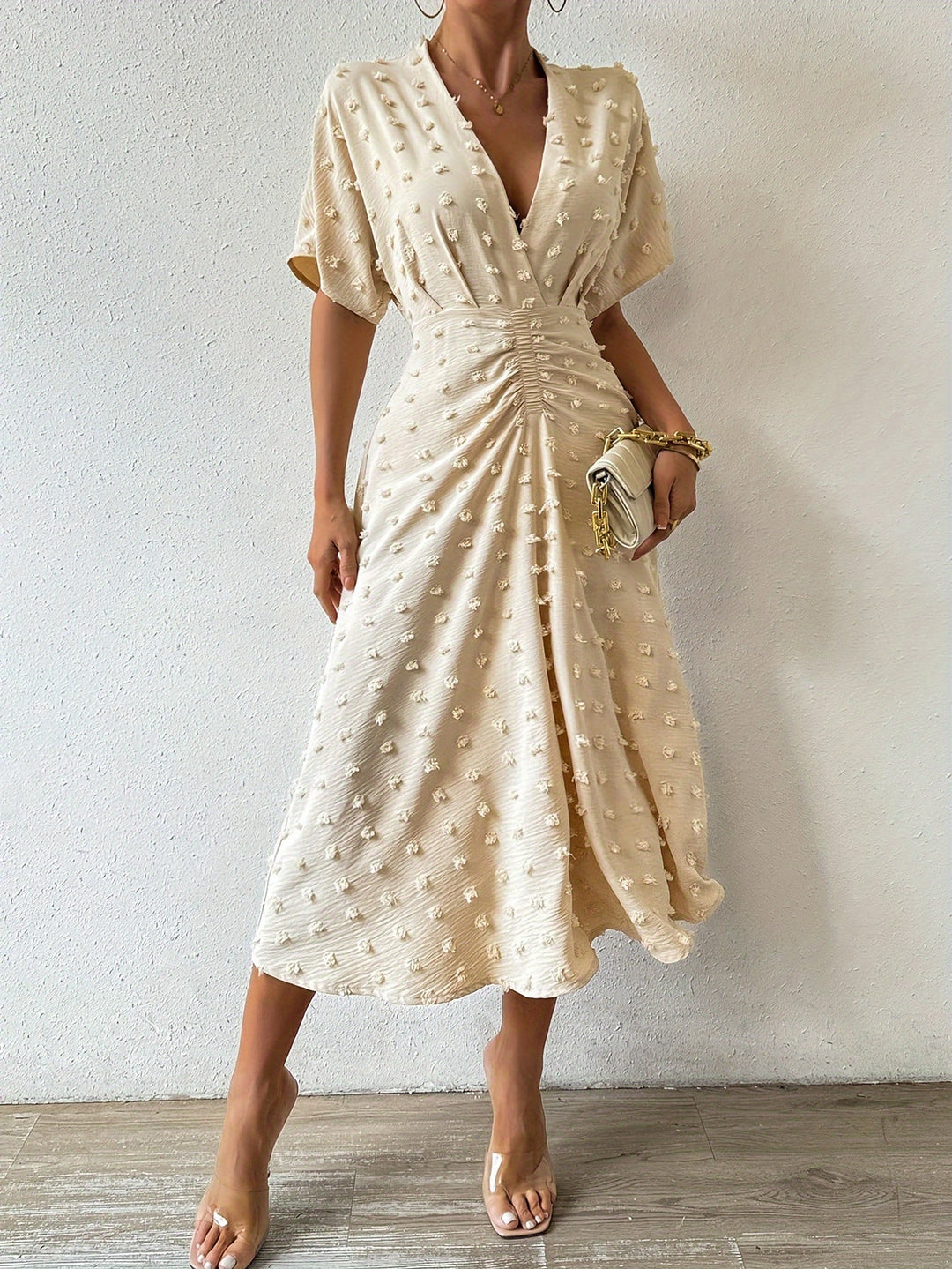 Alice – Pleated Midi Dress with V-Neck