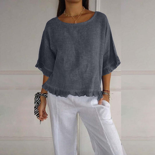 Diane – Elegant Round Neck Blouse