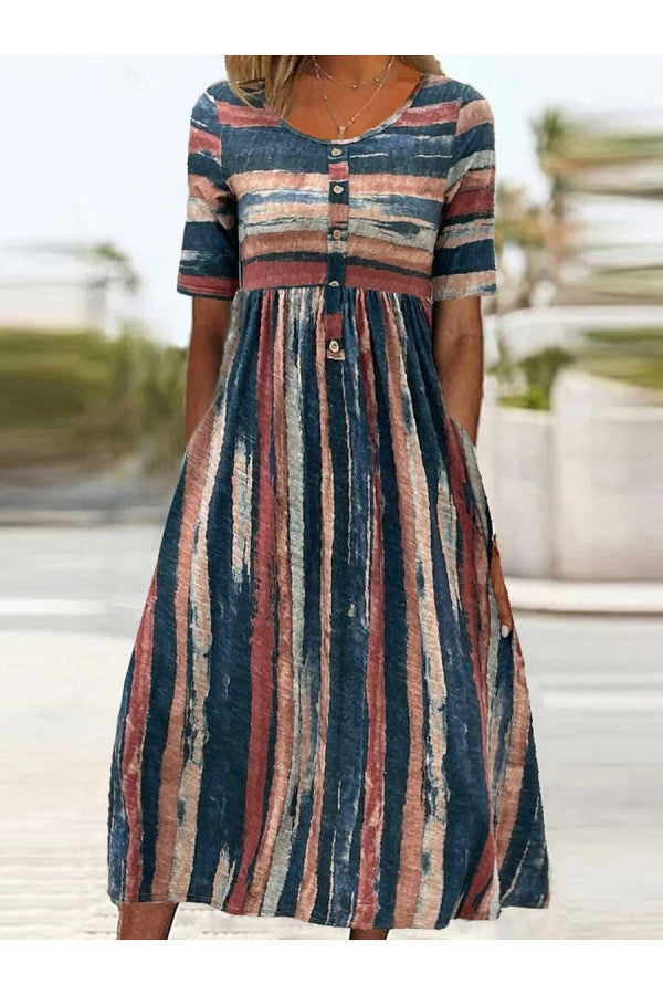 Holly – Casual Striped Midi Dress