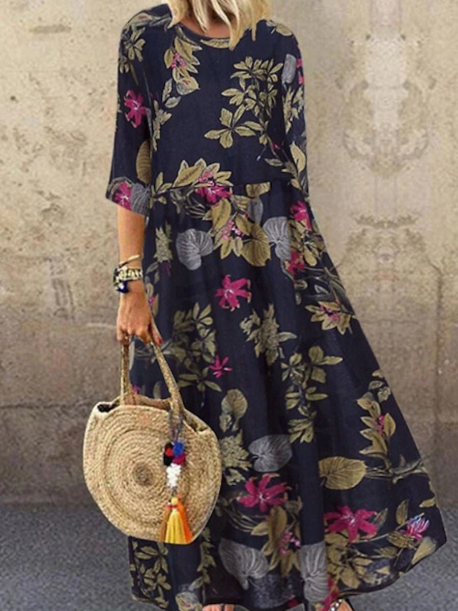 Martha – Floral Round Neck Dress