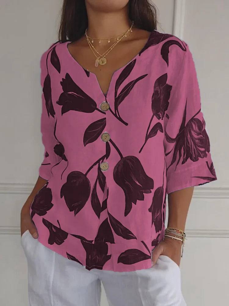 Clarisse – Wrinkle-Resistant Floral Blouse