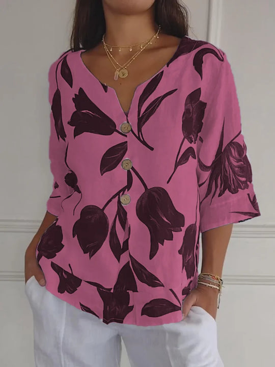 Clarisse – Wrinkle-Resistant Floral Blouse