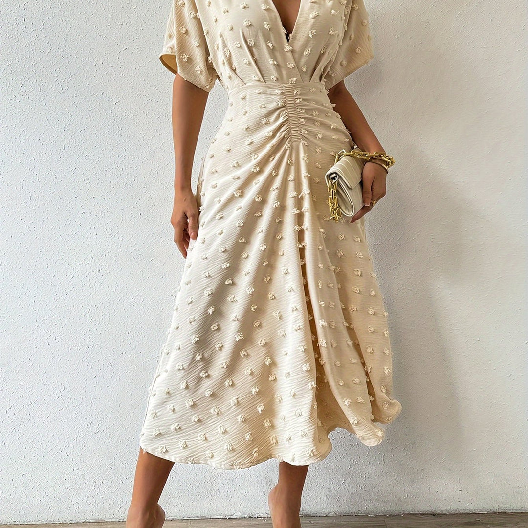 Alice – Pleated Midi Dress with V-Neck