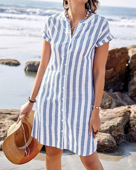 Pamela – Striped Shirt Dress
