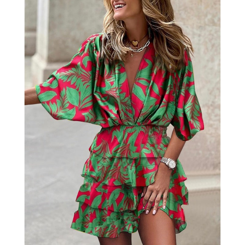 Aleena – Flowy V-Neck Batwing Dress
