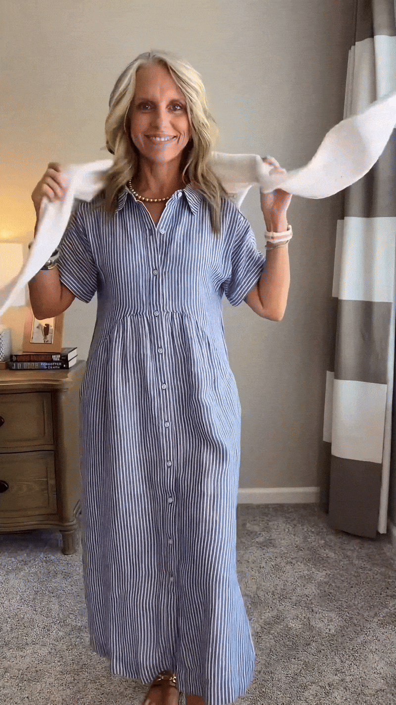 Vianne - Flowy Striped Shirt Dress